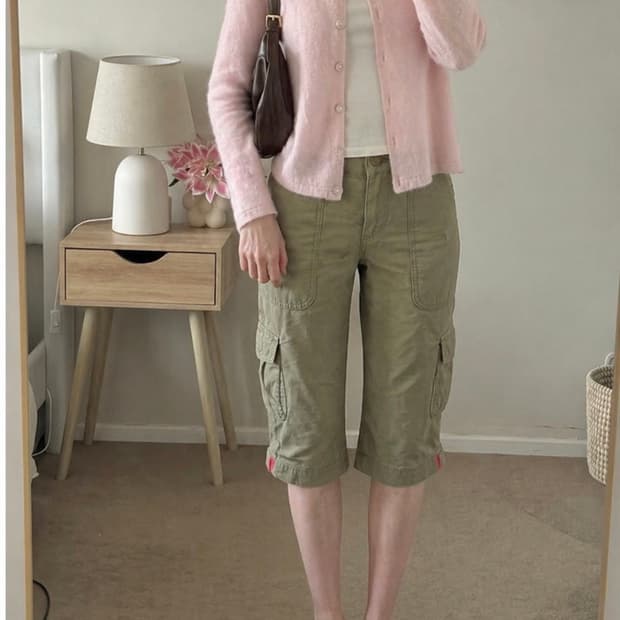 일본 빈티지 카고 7부 바지 S