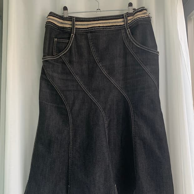 Hiroko bis wave denim skirt