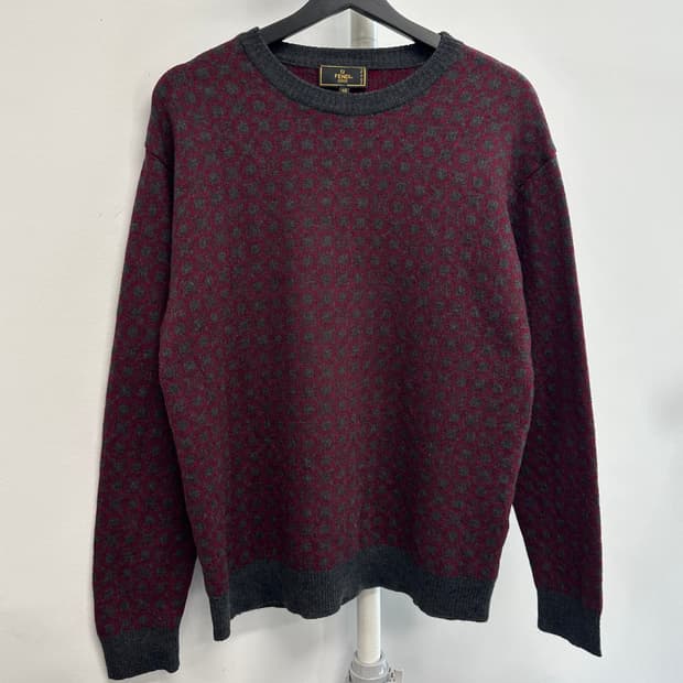 펜디 로고 패턴 디자인 메리노울 니트