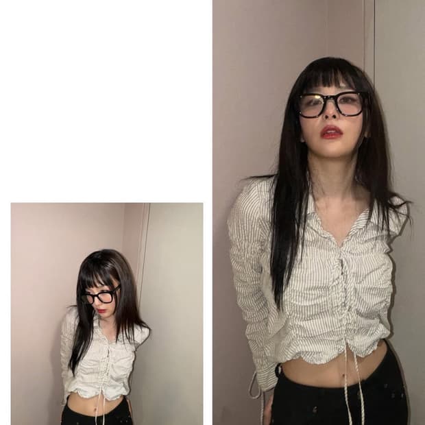 슬기착용) 로우클래식 셔츠 WRINKLE STRIPE SHIRT