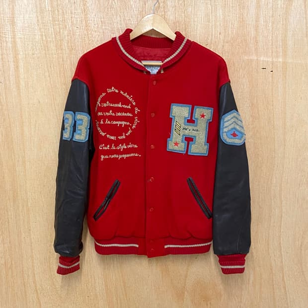 90's VTG leather varsity jacket 90년대 바시티