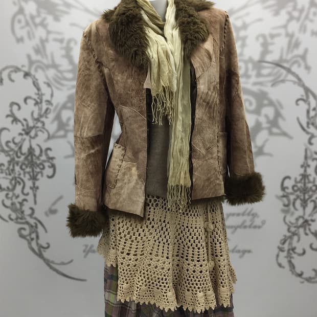 Patch work pigskin shearling jacket