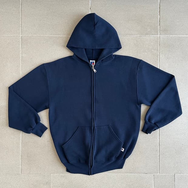 90s 빈티지 러셀 후드집업 네이비 M