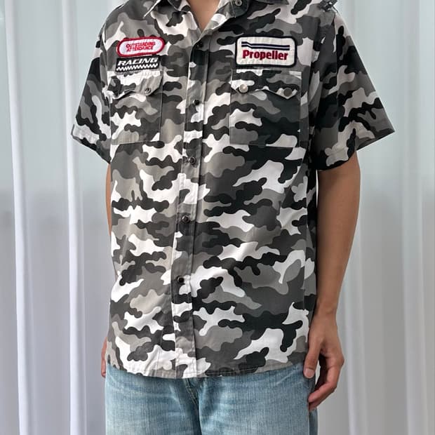 [XL]JPN 빈티지 카모플라주 레이싱 웨스턴 셔츠