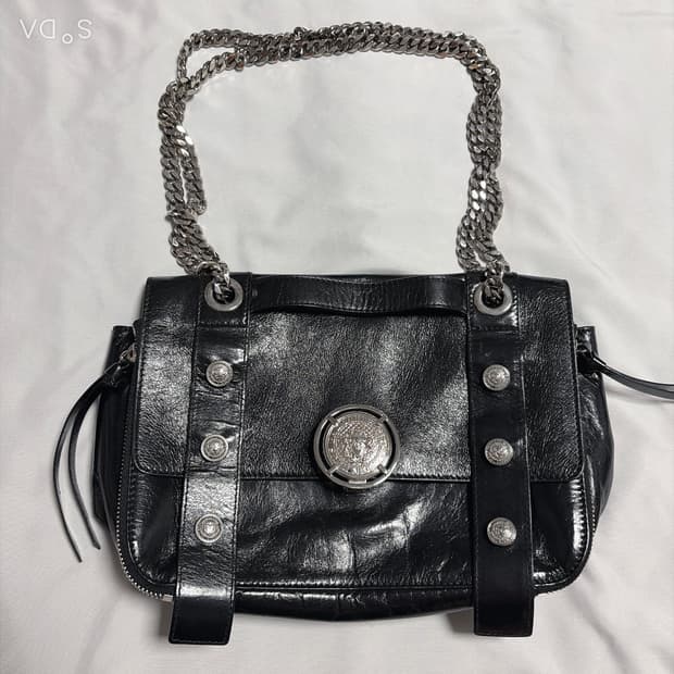 발망 블랙 레더 체인 숄더백