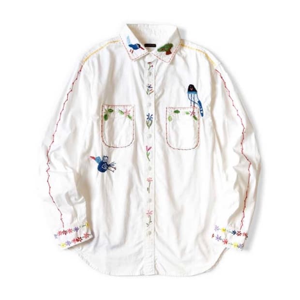 캐피탈 Kapital Magpie 자수 OX 워크 셔츠 화이트 3사이즈