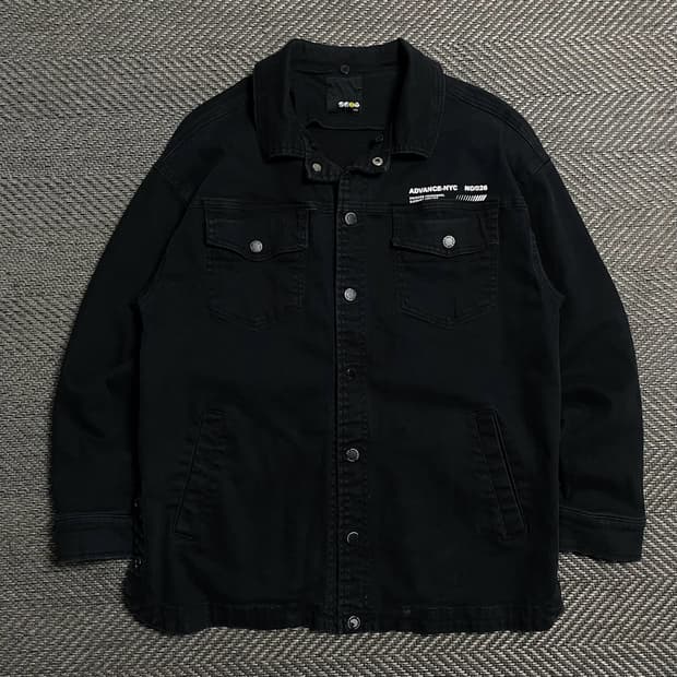 빈티지 빅로고 박시핏 워크 데님 자켓 블랙o 5341