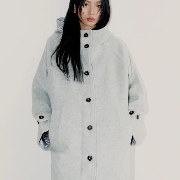 오피쉬 리치 울 하프 코트 그레이