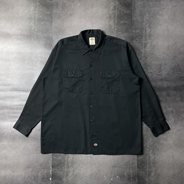 DICKIES 디키즈 빈티지 블랙 플랩포켓 워크 셔츠 A00899