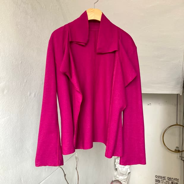 y2k 웨스턴 마젠타 울 러플 자켓