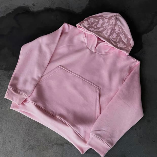 후드셋업 핑크 검정