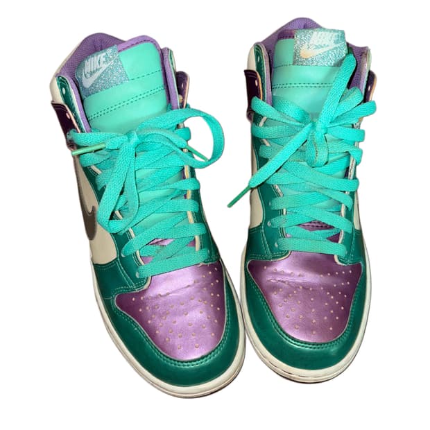 나이키 덩크 하이 메탈릭 화이트 퍼플 쿨민트