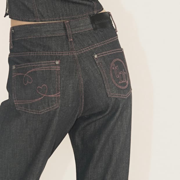 쓰리타임즈 핑크 로우 데님 M