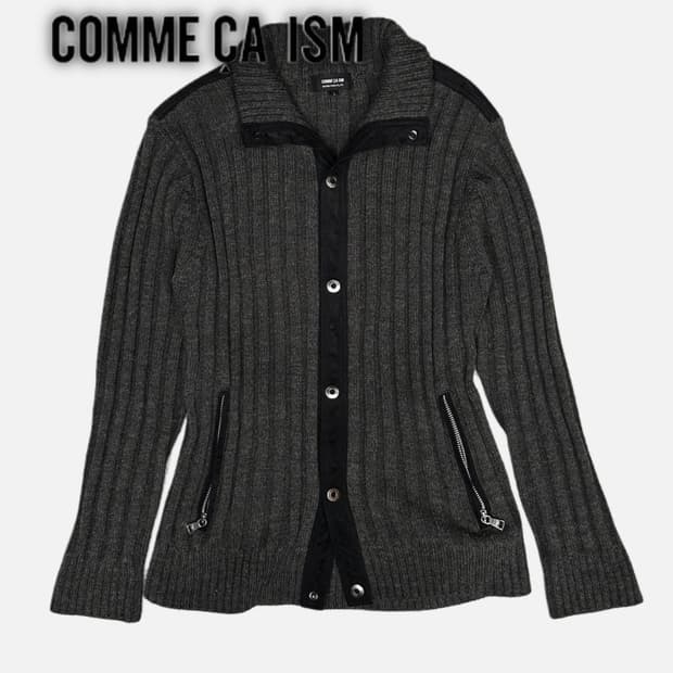 ribbed charcoal knit jacket