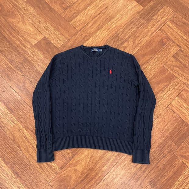 폴로 네이비 케이블 니트