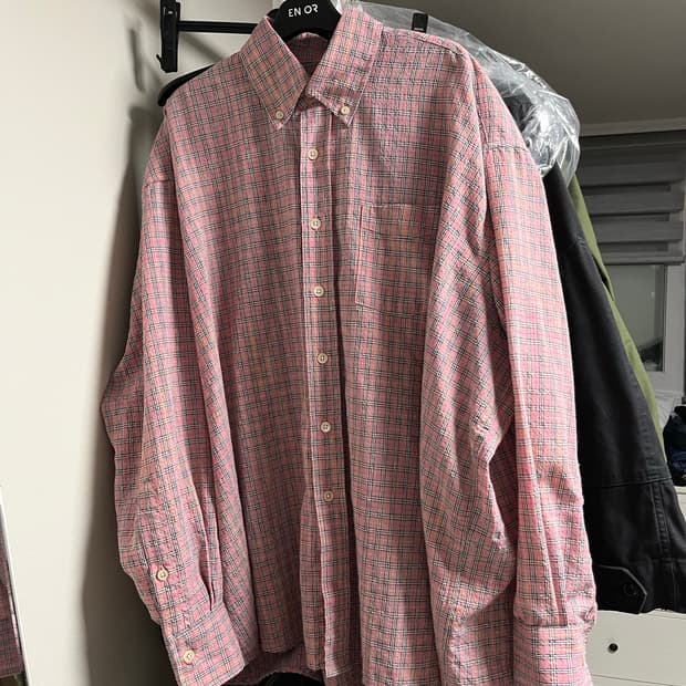 아워레가시 보로우드 BD 셔츠 핑크 킴블 체크 46사이즈