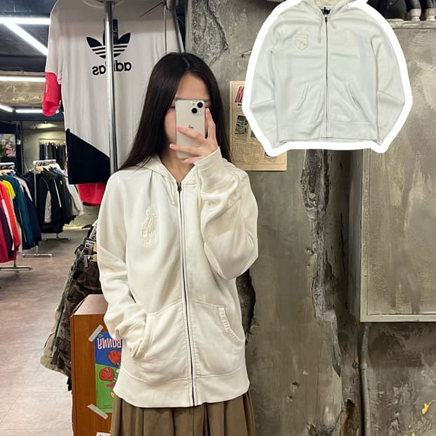 폴로 랄프로렌 후드집업 아이보리 M #csz1378