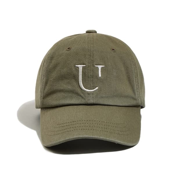 언어펙티드 워시드 자수 로고 볼캡 카키