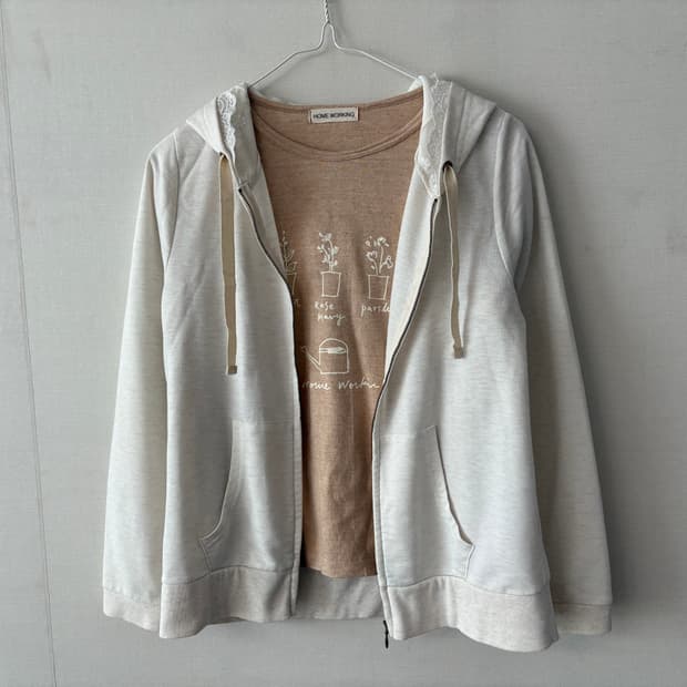 레이스 후드집업+모리 반팔티