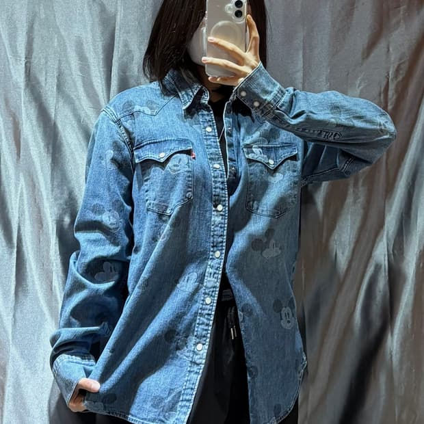 M LEVIS 리바이스 투포켓 미키마우스 웨스턴 셔츠