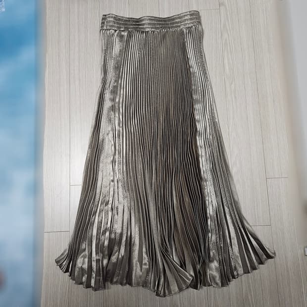 새틴st 스커트 골드