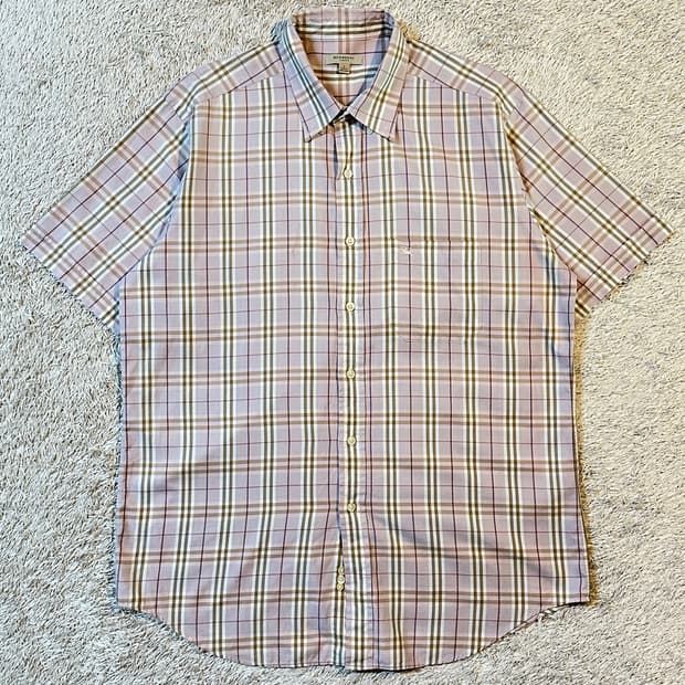 버버리 BURBERRY 포켓 노바체크 반팔셔츠 핑크