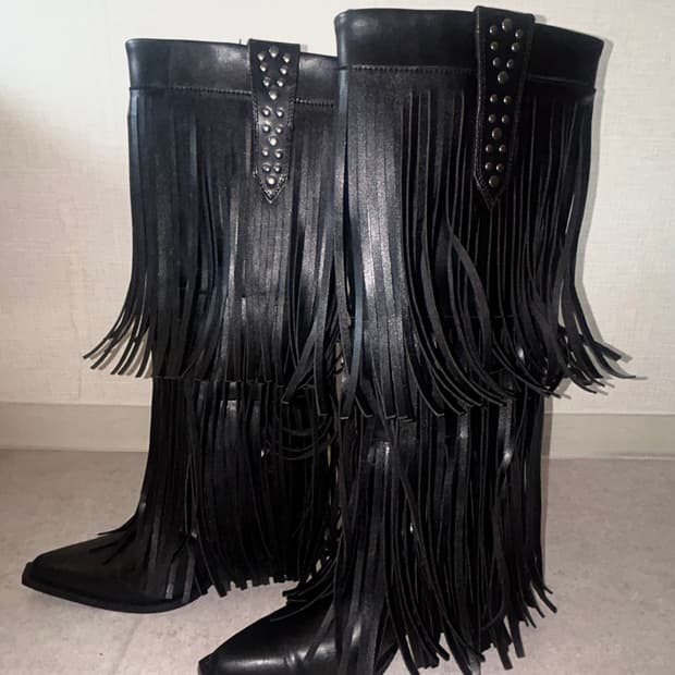 폴앤베어 프린지 롱부츠