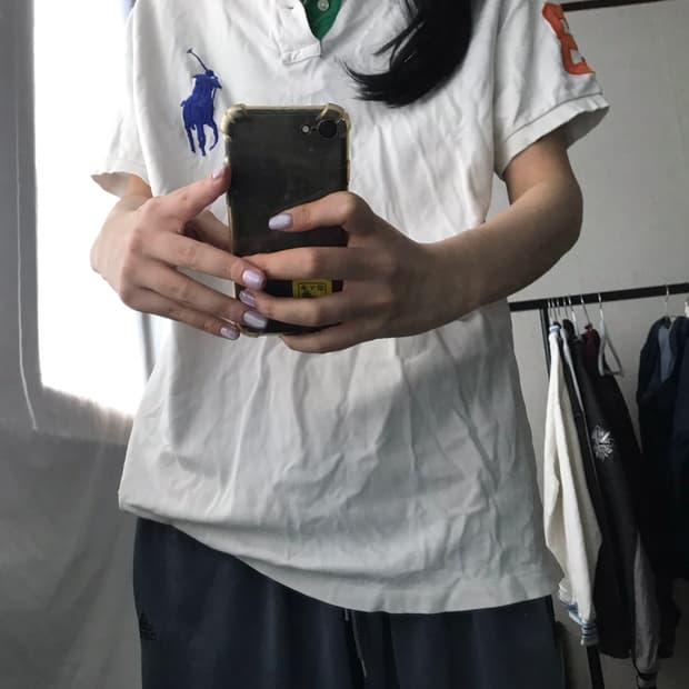 폴로 화이트 빅포니 반팔티셔츠