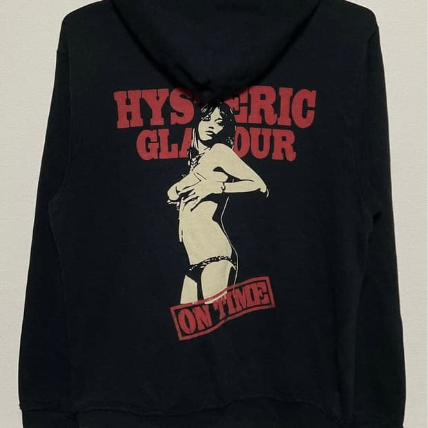 히스테릭 글래머 온 타임 백 프린트 후드 티셔츠