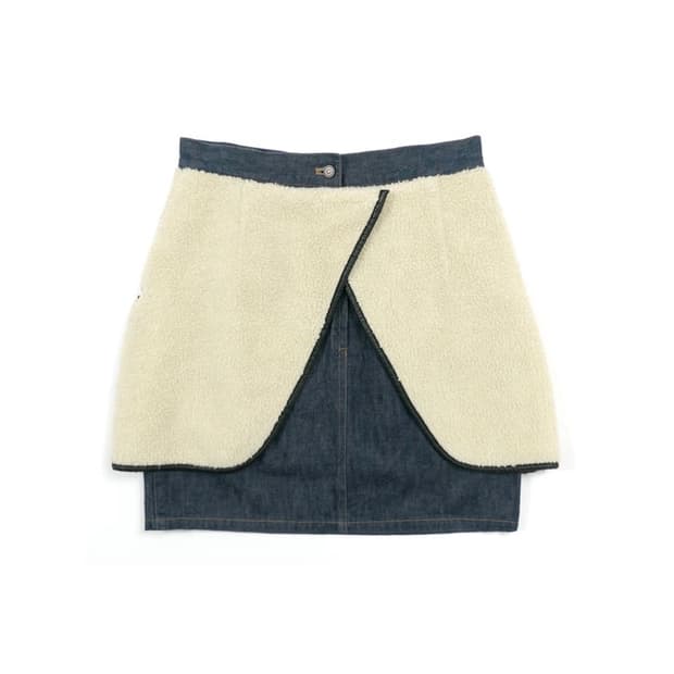 시어링 데님 스커트