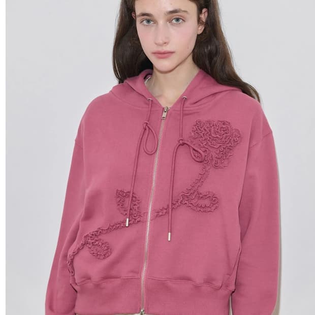 로즈 프릴 후드집업