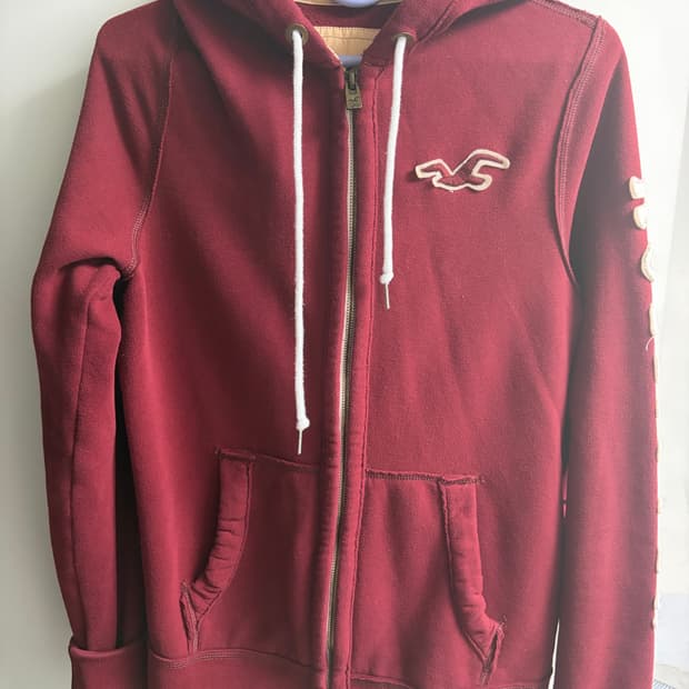 (착샷o) 홀리스터 기모 후드집업 버건디 M