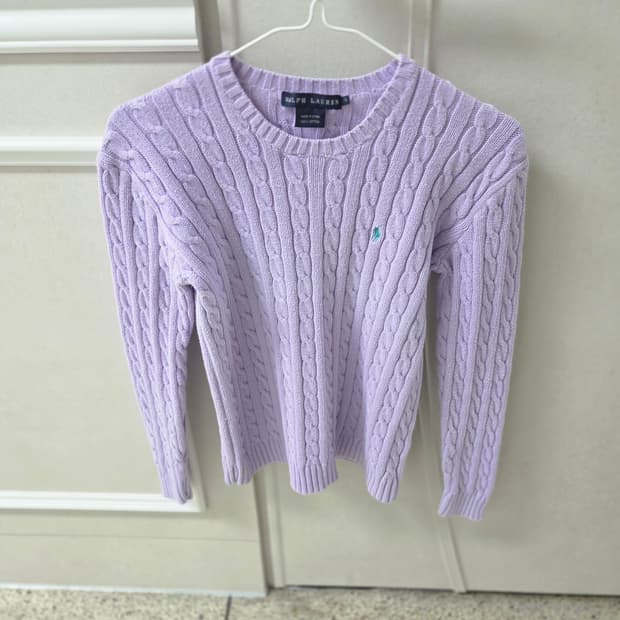 폴로 연보라 케이블 니트 s