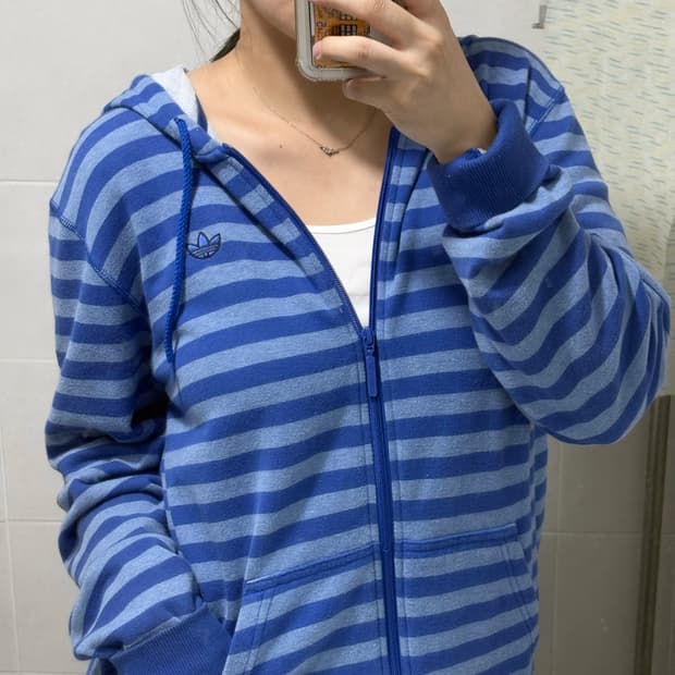 유일매물) 아디다스 블루 스트라이프 후드집업 🩵코르티스깔🩵