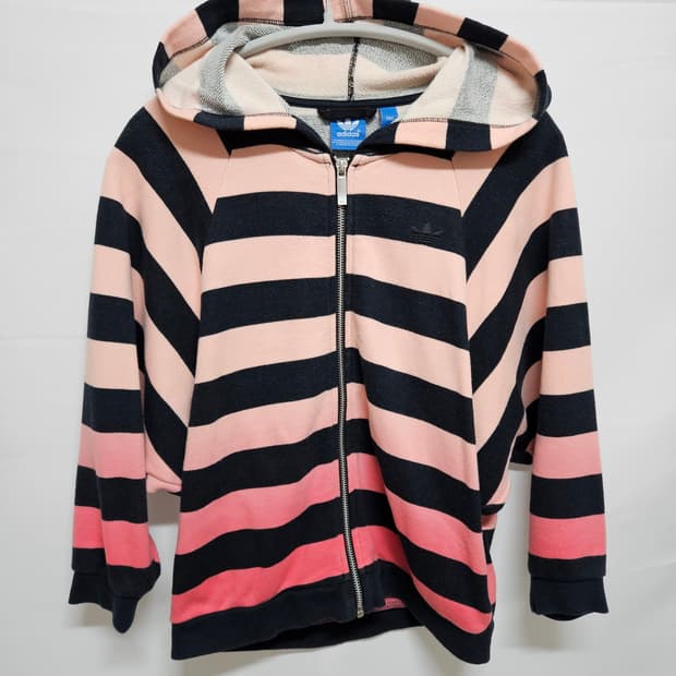 85 아디다스 스트라이프 후드집업