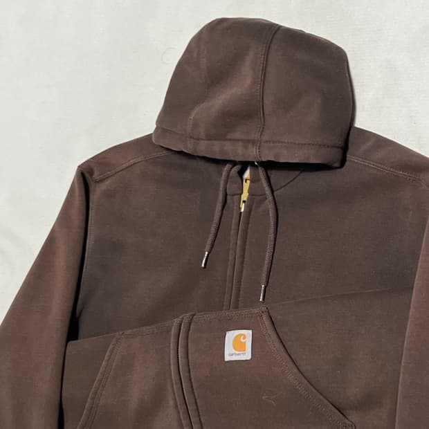 S 칼하트 써멀 오버사이즈 브라운 후드집업