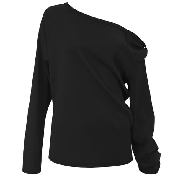 체메씨 BOW ONE-SHOULDER LONG SLEEVE (BLACK)