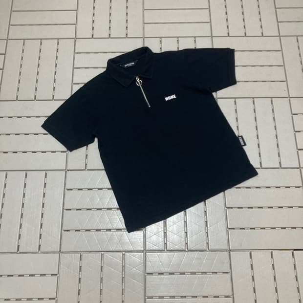 [F]베이직코튼 논 링지퍼 반팔티 블랙 0682