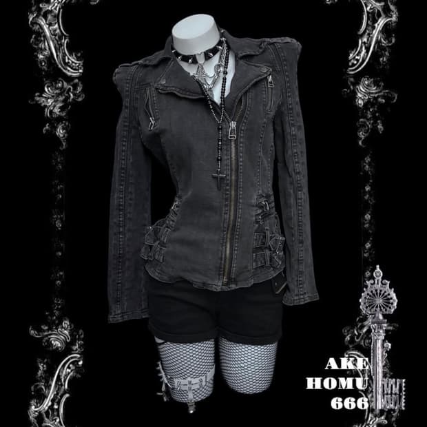 아케호무666 데님 라이더자켓 펑크 락시크 고스 y2k
