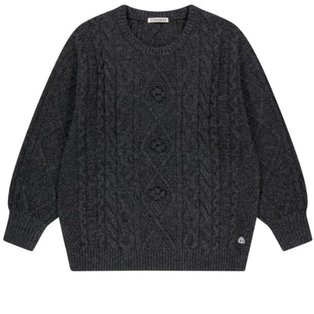 코이세이오 폼폼 케이블 니트 차콜