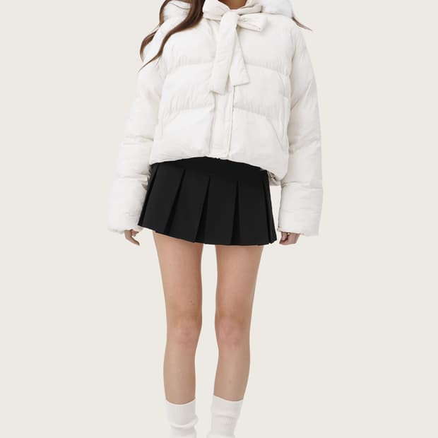 트리플에스채원 착용 클리시어 Snowy ribbon puff jacket