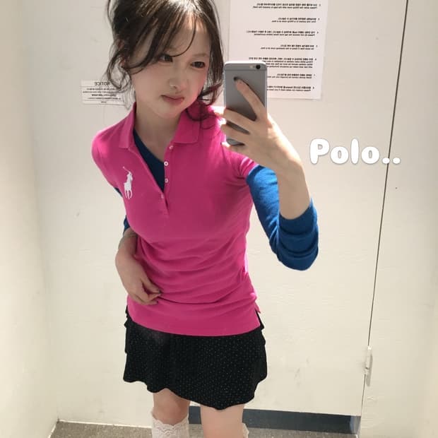 키키깔 마젠타 빅포니 폴로 반팔 코디세트