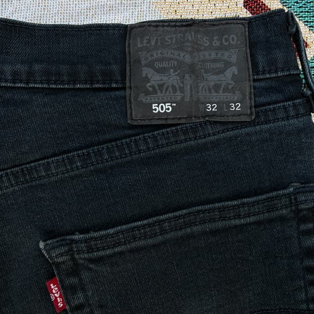 리바이스 505 흑청 36/30 지퍼플라이