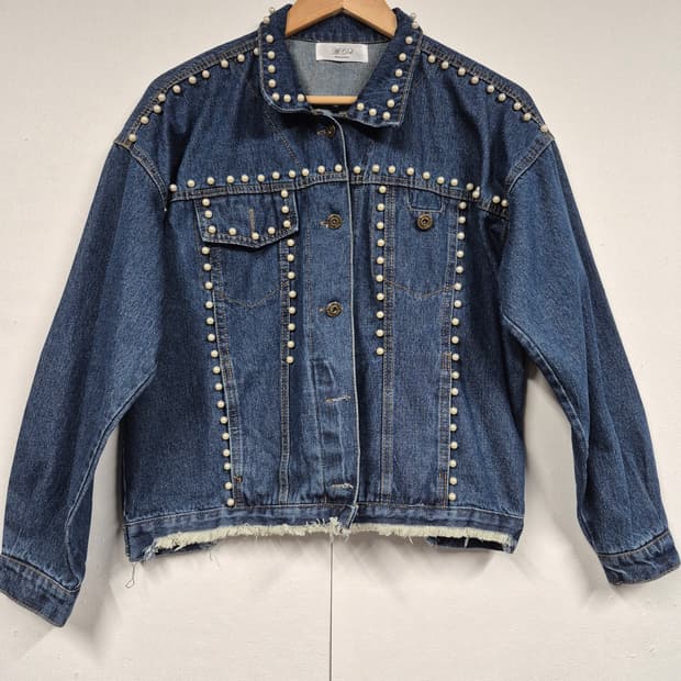 진주 포인트 진청 자켓