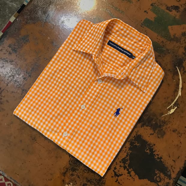 폴로랄프로렌 라이트 오렌지 깅엄 체크 셔츠 여성 55 