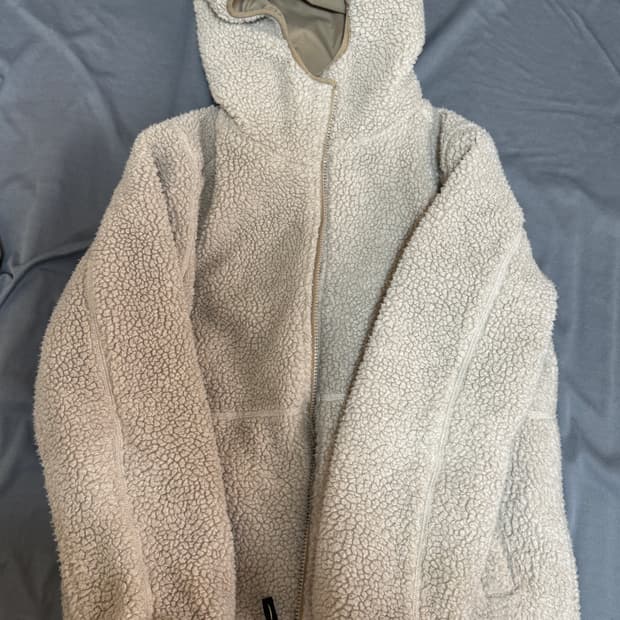 후드 뽀글이 안감 패딩 점퍼 베이지 새거