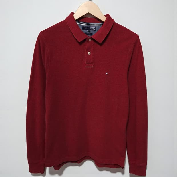 95)TOMMY 타미 힐피거 긴팔 카라티셔츠 레드