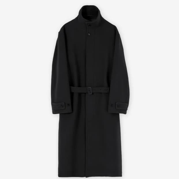 브라운야드 퓨어 울 스탠드 카라 코트 블랙 4사이즈