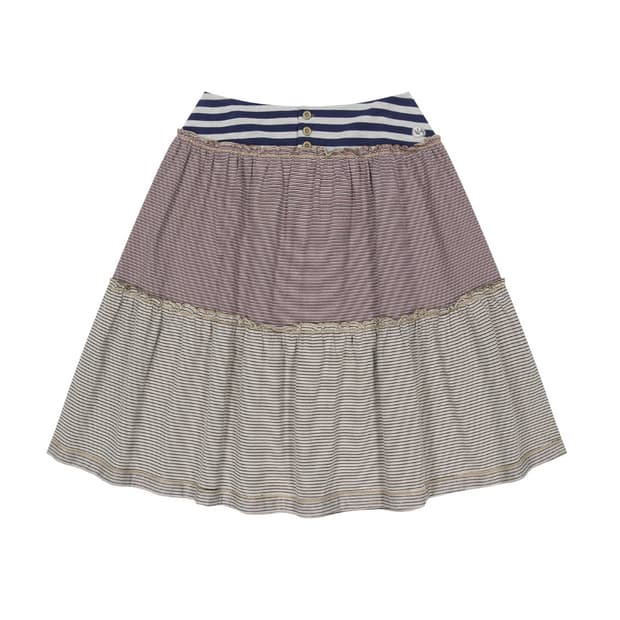 COLORED STRIPE MIDI SKIRT GREY BEIGE