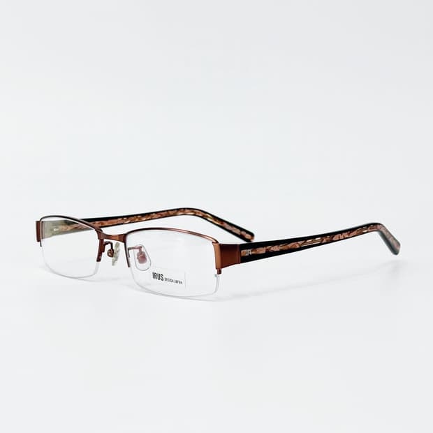 IRUS 브라운 패턴 반무테 메탈 데드스탁 빈티지안경
